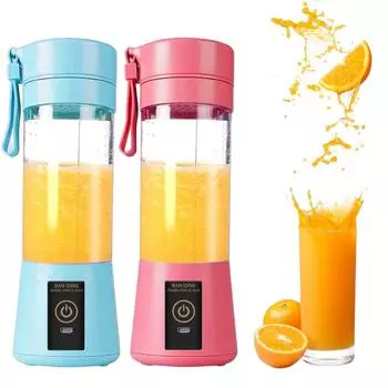 Portable Fruit Juice Blenders Summer Personal Electric Mini Bottle USB 6 Blades Juicer Cup Machine For Kitchen Vegetable Tools розовый