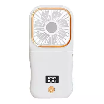 Портативный ручной вентилятор, перезаряжаемый ручной вентилятор, встроенный аккумулятор 3000 мАч, вентилятор USB, складной вентилятор, карманный вентилятор с павербанком белый