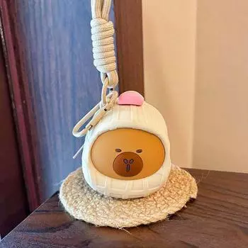 Portable Hanging Rope Storage Bag Creative Round Silicone Coin Purse Keychain Earphone Bag Daily