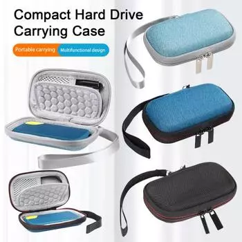 Портативный чехол для хранения жесткого диска с сетчатым карманом на молнии, противоударный ударопрочный органайзер