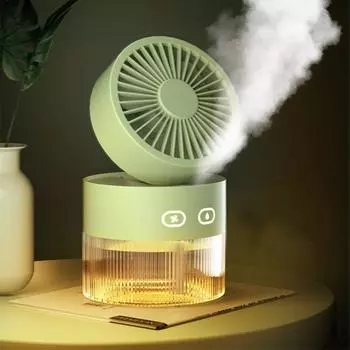 Portable Humidification Spray Fan USB Charging Turbo Handheld Fan Silent Mini Fan Travel зелёный