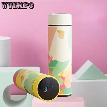 Portable Intelligence Thermos Cup 500ml Vacuum Flasks Portable Stainless Steel Thermos Cup Water Bottle Travel Tea Mug Office Thermos Cup 500ml белый