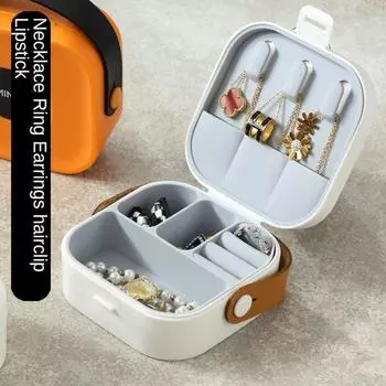 Портативная шкатулка для украшений, кольцо, украшение, ожерелье, отделение для помады, многофункциональная коробка для хранения, симпатичная, портативная