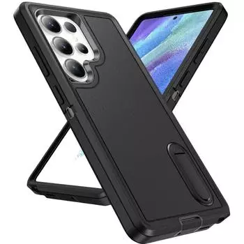 Portable Kickstand Armor Bag Case for Samsung Galaxy S25 Ultra S24 Plus S22 S23 FE A56 A16 A36 5G A15 A14 A13 A53 A54 A04S Cover for Galaxy S25 чёрный