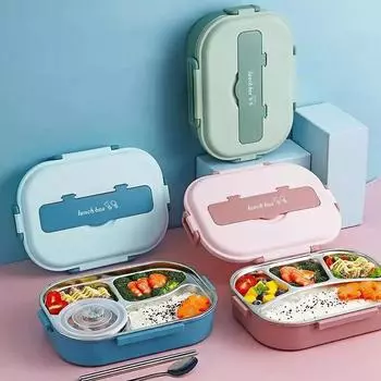 Portable Lunch Box Insulated Lunchbox Office Worker Students Stainless Steel Sealed Bento Box Microwave Heating Food Container