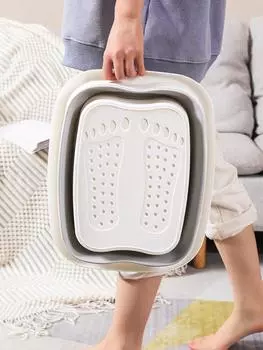 Portable massage with cover silicone folding foot wash basin foot bucket thickened foot wash basin