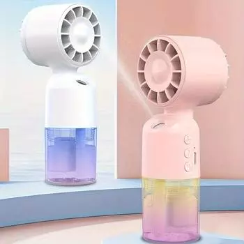 Портативный мини-вентилятор с распылителем тумана, зарядка через USB, 3 скорости, ручной, незаменимый летом, идеально подходит для путешествий и активного отдыха чёрный