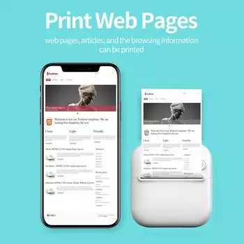 Portable Mini Thermal Printer Wirelessly BT 203dpi Photo Memo Question Printing Machine with 6 Roll Paper Thermal Label Printer