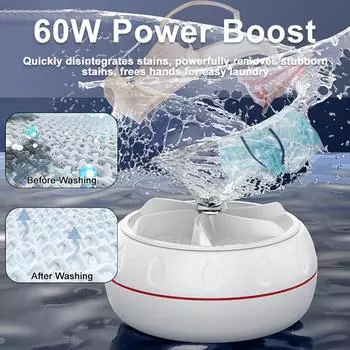 Portable Mini Ultrasonic Washer for Baby Clothes Turbo Washing Machine High Power Underwear Socks Business Travel USB Washer белый