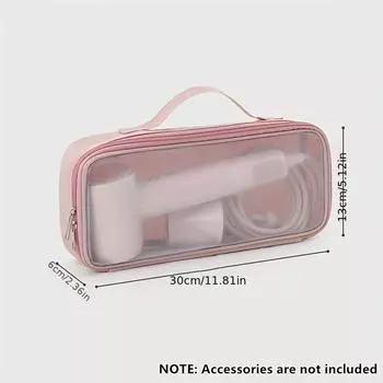 Portable Nylon Hair Dryer Travel Case - Hypoallergenic, Pink Storage Bag with Zipper and Handle, Ideal for Toiletries and Cosmetics Accessories