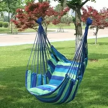 Portable Outdoor Camping Hammock Chair , Sturdy Cotton Fabric Swing Chair for Home, Bedroom,Durable Hanging Swing Seat синий
