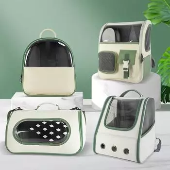 Portable Pet Carriers Bag Breathable Cat Dog Backpack Outgoing Travel Transparent Pets Handbag with Locking Safety Zippers