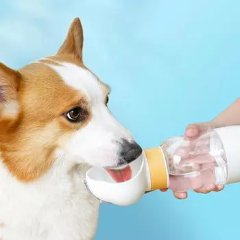 Portable Pet Feeding Cup with Water and Food Compartment for Dog Kettle, Portable Accompanying Cup, Walking Dog Water Bottle белый