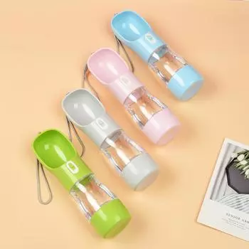 Portable Pet Water Bottle For Small Large Dogs Cats Outdoor Leak Proof Puppy Drinking Feeder Cup Chihuahua Yorkshire Supplies серый