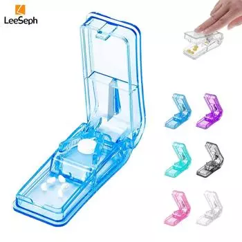 Portable Pill Cutter with Stainless Steel Blade, Splitter with Dispenser, for Cutting Small Pills Large Pills Tablet in Half прозрачный