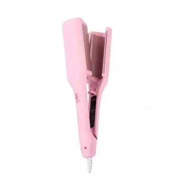 Portable Quick Heating Curler Deep Barrel Beach Wave Hair Curling Iron Adjustable Temperature Egg Roll Hair Curler us розовый