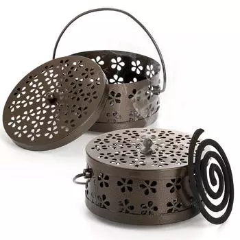 Portable Retro Round Iron Incense Burners Mosquito Coil Holder Fireproof Home Decor Camping Garden Incense Accessory