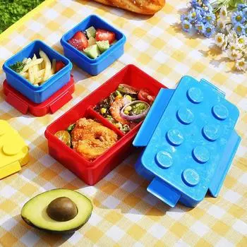 Portable Sealed Lunch Box Color Building Blocks Splicing Children S Student Lunch Box Colorful Picnic Fruit Salad Bento Box оранжевый