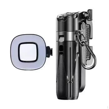 Portable Selfie Rod Aluminum Alloy Multipurpose Pocket Rechargeable Extendable with Cellphone Mount чёрный