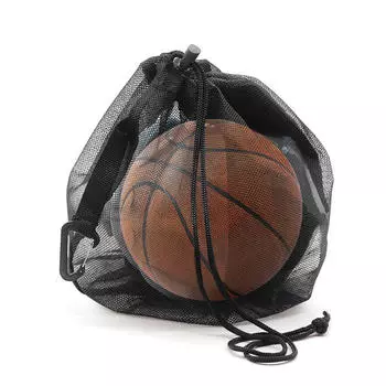 Portable Single Mesh Ball Bag Outdoor Volleyball Basketball Bag with Drawstring Sport Equipment Storage Net One Size