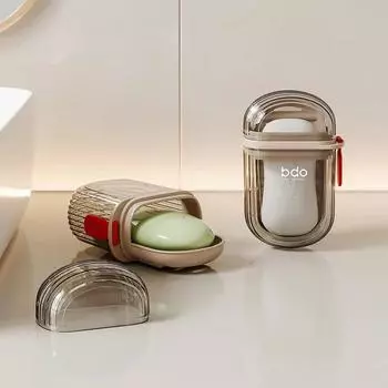 Portable Soap Dishes Double-Layer Drainage Soap Box with Lid Sealed & Leakproof Travel Soap Dish Storage Soap Container прозрачный черный