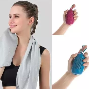 Portable Sport Towel with Mini Silicon Gel Set Cold Towel Polyester Fiber Fitness Sport GYM Running Outdoor Quick Dry Cool Towel ярко-розовый