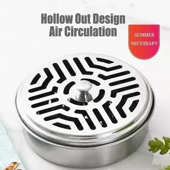 Portable Stainless Steel Round Rack Plate Modern Spiral Cover Mosquito Coil Holder Tray Incense Insect Repellen Candle Holder