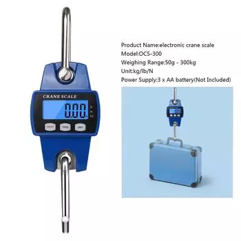 Portable Stainless Steel Weight 300kg Crane Scale Heavy Duty Hanging Hook Scales Electronic Digital синий