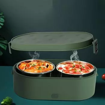 Portable USB Charging Electric Mini Lunch Box Food Heater Container Car Home Travel Rice Cooker Warmer Stainless Steel Bento Box розовый