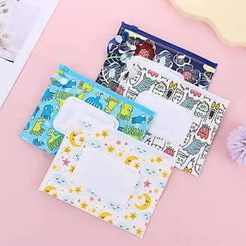 Portable Wet Wipes Bag Cosmetic Pouch Tissue Box Wipes with Easy-Carry Snap-Strap Flip Cover Baby Product