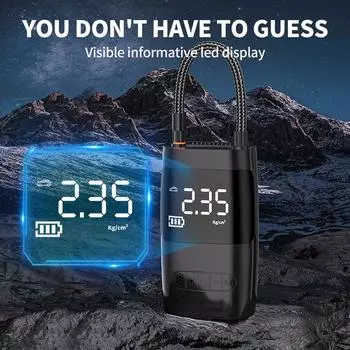 Portable Wireless Mini Air Pump -Rechargeable ,Fast Inflating, LED Light ,Compact Design -Perfect for Car ,Motocycle, Bicycle чёрный