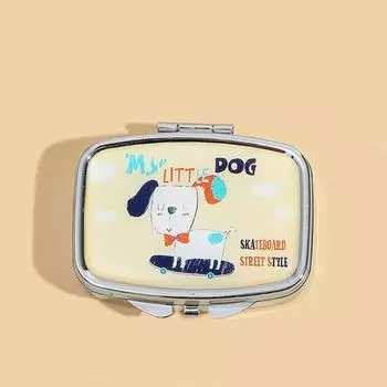 Portable with HD Mirror Cartoon Animals Jewelry Box Waterproof Cute Mini Pill Case 2 Grid Multifunctional Storage Box Travel