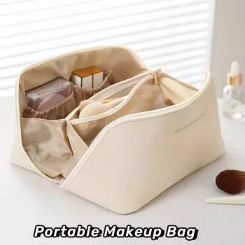 Portable women s fashionable zipper makeup bag, portable storage bag for outdoor use, storage bag коричневый