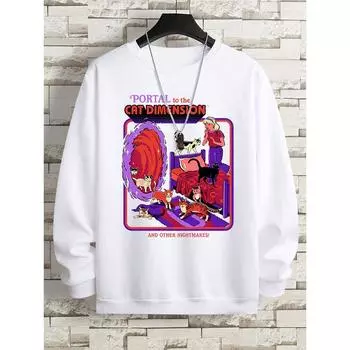 Портал для кошек Dimension Мужские и женские толстовки с капюшоном Повседневная спортивная одежда Свободная толстовка Harajuku Флисовая одежда S