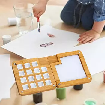 Портативная акварельная палитра деревянная для акриловых красок мини-лоток коробка 8 Grids with clip