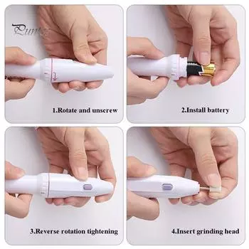 Портативная электрическая машинка для полировки ногтей Puntos, маникюрный инструмент с 5 шлифовальными сверлами белый