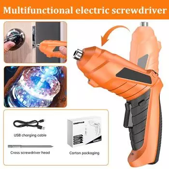 Портативная электрическая отвертка 1200 мАч аккумуляторная ударная дрель бытовая 7.8VF электрическая дрель со светодиодной подсветкой для дома своими руками чёрный