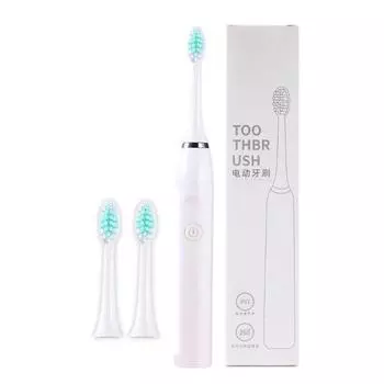 Портативная электрическая зубная щетка с 3 насадками высокой плотности, ультразвуковые зубные щетки с питанием от батареи Aa за последние 180 дней зелёный