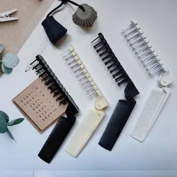 Портативная антистатическая складная расческа с редкими и густыми зубьями — идеально подходит для путешествий, школы и отелей — без узлов, двухголовая конструкция для женщин. Wheat straw folding comb (beige) бежевый