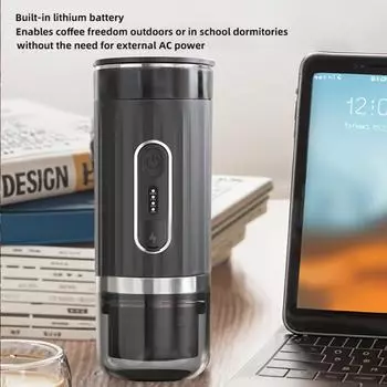 Портативная эспрессо-машина 3-в-1, беспроводная кофеварка для капсул/молотого кофе, электрическая итальянская эспрессо-кофемашина для автомобиля чёрный