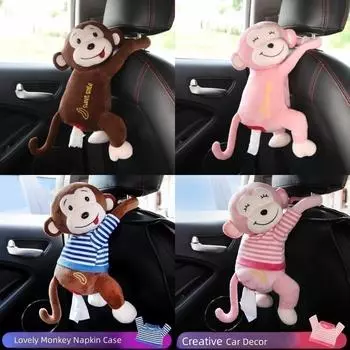 Портативная автомобильная креативная кожаная коробка для салфеток с изображением обезьяны, автомобильный подвесной чехол для салфеток, ящик на спинку автокресла
