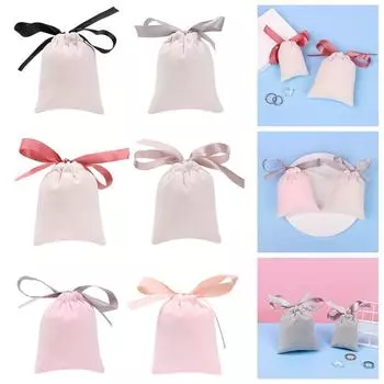Портативная бархатная сумка для хранения подарков, сумка для упаковки ювелирных изделий, фланелевые мешочки с лентой, мешочки на шнурке