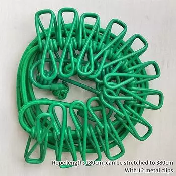 Портативная бельевая веревка с 12 зажимами, выдвижная сушилка для белья, веревка для сушки одежды, веревка для подвешивания одежды на открытом воздухе розы красного