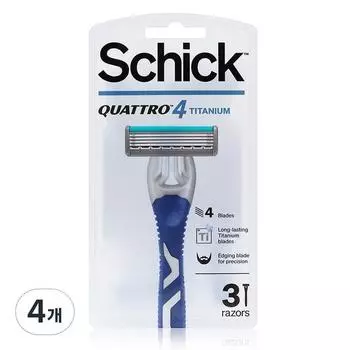 Портативная бритва Schick Quatro 4 Titanium, 3 упаковки, 4 штуки, корейское лезвие