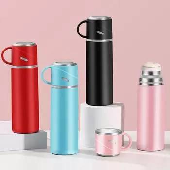 Портативная бутылка для воды из нержавеющей стали, герметичная двухслойная чашка с вакуумной изоляцией, большая емкость, пищевая посуда для напитков, модная автомобильная кружка для воды красный