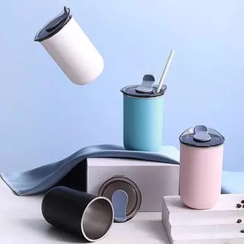 Портативная чашка для кофе из нержавеющей стали 304, герметичная, термостойкая, герметичная, термостойкая, для школ, офисов, работников, для воды, посуда для напитков 300ml чёрный