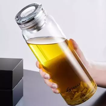 Портативная чашка для путешествий на открытом воздухе, устойчивая к высоким температурам, большая емкость, стеклянная чашка для чая с фильтром для чая, разделение воды 400-1000ml