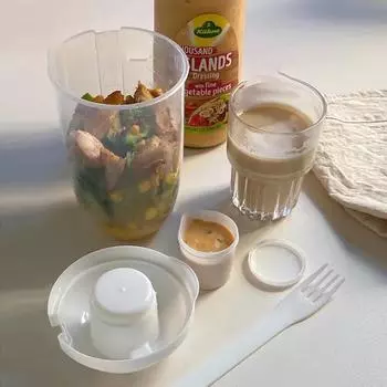 Портативная чашка для салата с вилкой, контейнер для свежего салата, бутылка для овощей, фруктов, завтрак, обед, переноска на работу, путешествие, пикник розовый