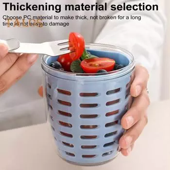 Портативная чашка для салата с вилкой, пищевая чашка для слива фруктов, герметичный стакан для закусок для пикника, кемпинга розовый