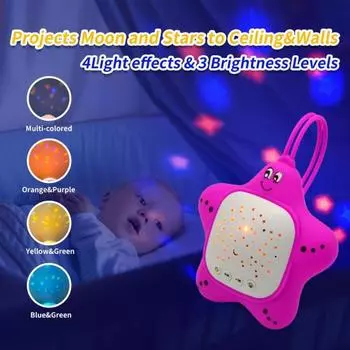 Портативная детская звуковая машина с белым шумом и проектором, портативная легкая пустышка, успокаивающая музыка, помощь для сна ребенка розовый